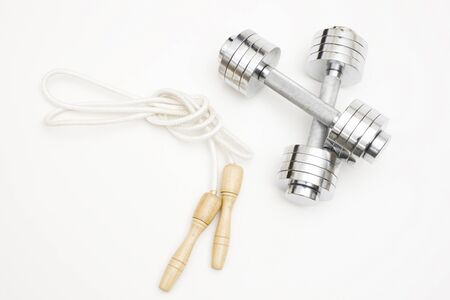 Jump rope and dumbbellの写真素材