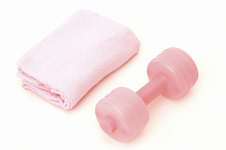 Dumbbell and towelsの写真素材