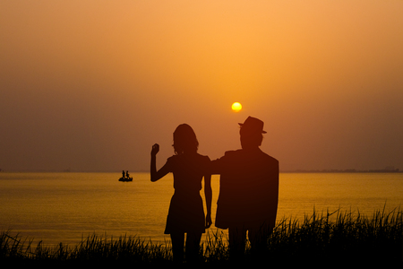 A couple of Lakesideの写真素材