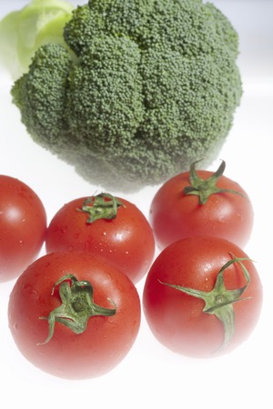 Tomatoes and broccoliの写真素材