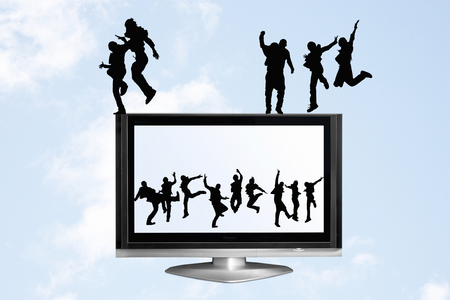 LCD TV and persons silhouette