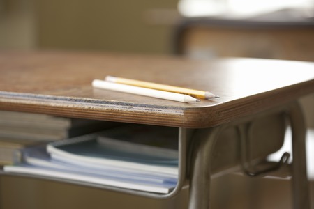 Pencil placed on a deskの写真素材