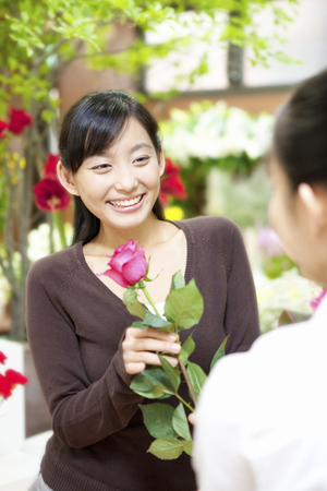 Women who receive the rosesの写真素材