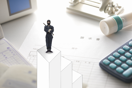 Ninja and chartの写真素材