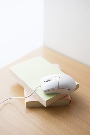 Mouse was placed on the bookの写真素材