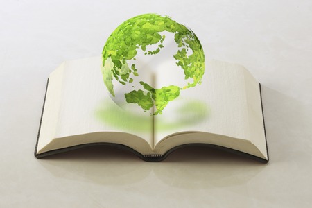 Globe of the book and leavesの写真素材