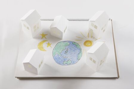 Earth Moon and Sun picture and paper House