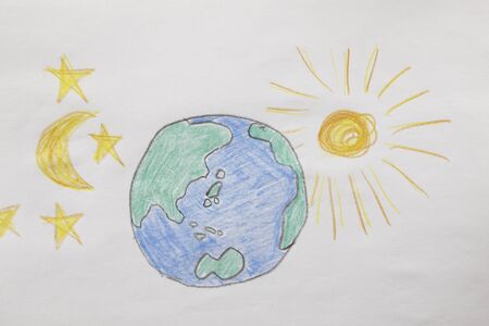 Picture of Earth and the moon and the sunの写真素材