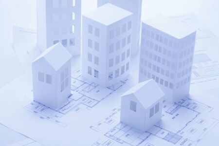 Paper craft House and buildingの写真素材