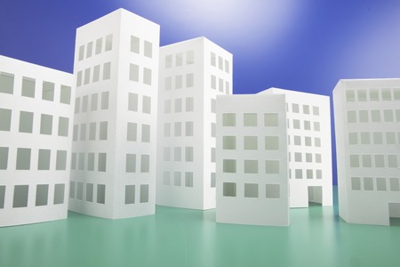 Paper craft House and buildingの写真素材