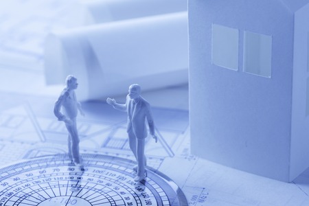 Drawing figures of House paper craft modelの写真素材