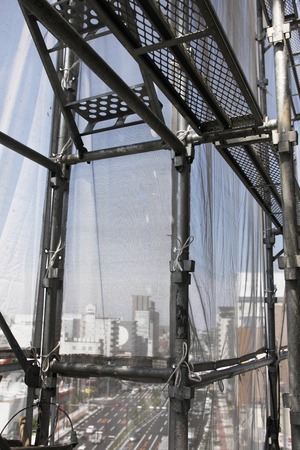 Exterior wall construction scaffolding
