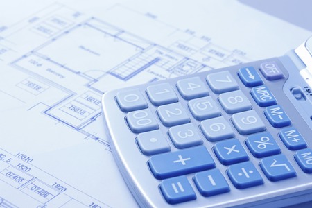 Design drawing and calculatorの写真素材