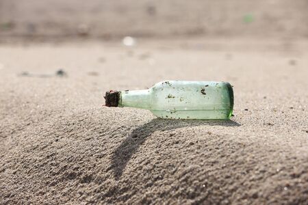 Sandy beaches and bottlesの写真素材