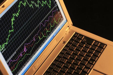 Stock prices and laptopの写真素材