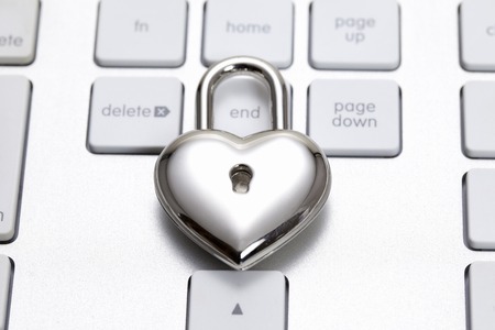 Heart keys and keyboardの写真素材