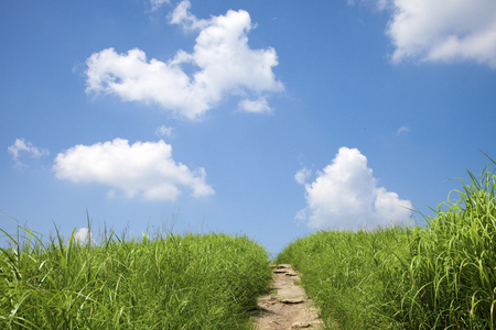 Mountain path of Soni plateauの写真素材