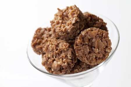 Chocolate flakes and almond candyの写真素材