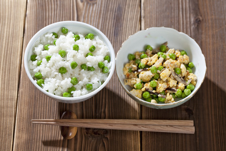 Binding beans rice and eggの写真素材