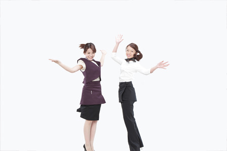 Woman wearing uniforms of restaurant businessの写真素材