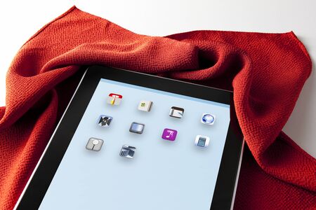 Fukusa in tablet computerの写真素材