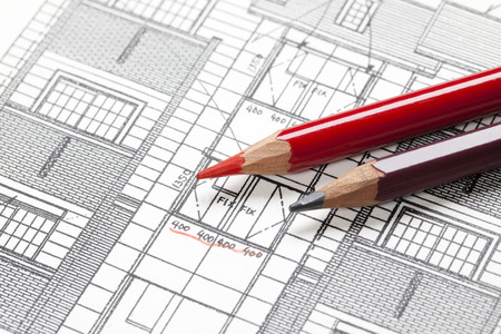 Architectural drawings and pencilの写真素材