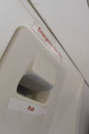 Emergency exit of the airplaneの写真素材