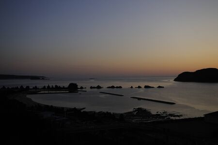 Dawn of Hashikui rockの写真素材