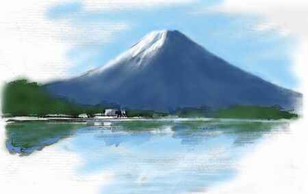 Mt. Fuji painting の写真素材