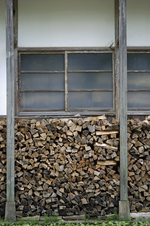 Eaves of firewoodの写真素材
