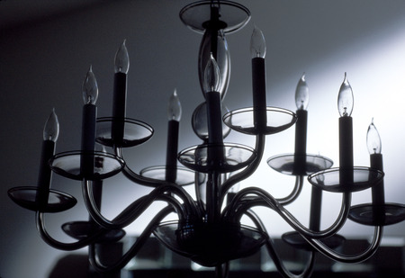 Shuruetto of Shanderiya that was suspended in the white ceilingの写真素材