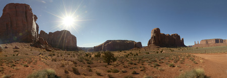 Panoramic show the Butte Three Sisters to the right back