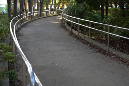 Of trails in the park steel handrailの写真素材