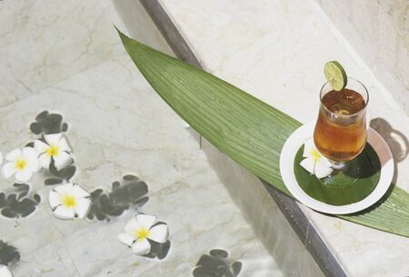 Ice tea and frangipani