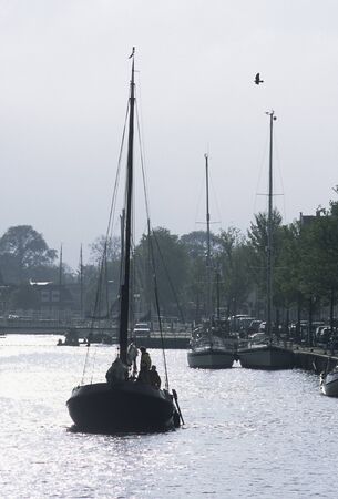 Yacht at anchorの写真素材