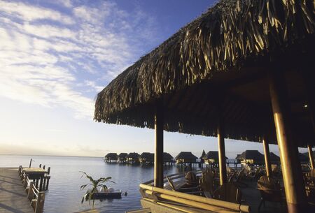 Water cottage and terraceの写真素材