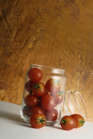 Cherry tomatoes in the bottleの写真素材