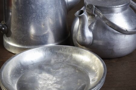 Tableware of retro aluminumの写真素材