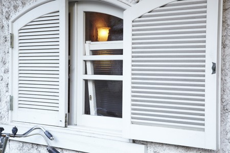White windows and bicycle