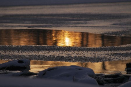 Sunset embankment swampの写真素材