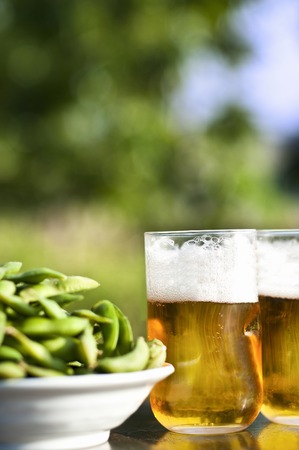 Beer and cold tofuの写真素材