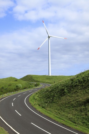 Soyakyuryo and wind power generating windmillの写真素材