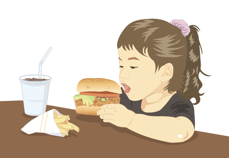 Children who eat a hamburgerの写真素材