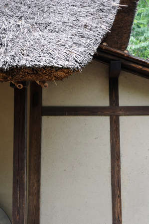 Japanese house and earthen wallの写真素材