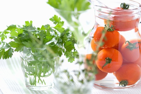 Tomato and herbsの写真素材