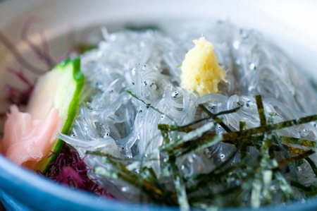 Raw whitebait bowlの写真素材