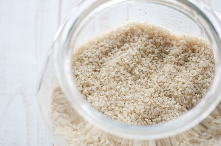 Rice in storage jarの写真素材