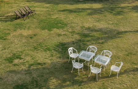 Lawn of the benchの写真素材