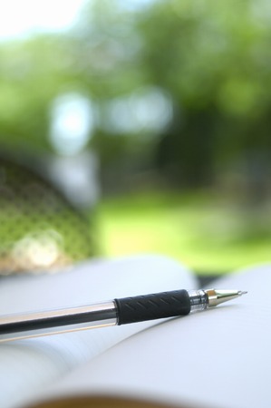 Notebook and ballpoint penの写真素材