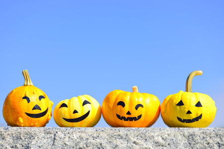 Jackolantern on the stoneの写真素材